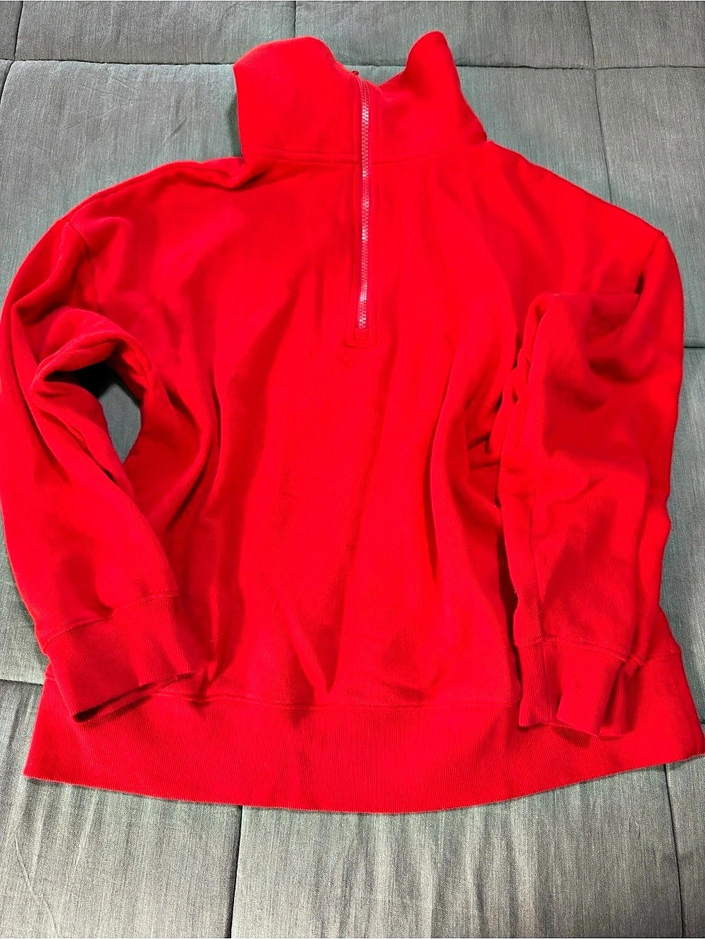 Victoria’s Secret Pink Half-Zip Pullover Lounge Sweater Size S Vibrant Red